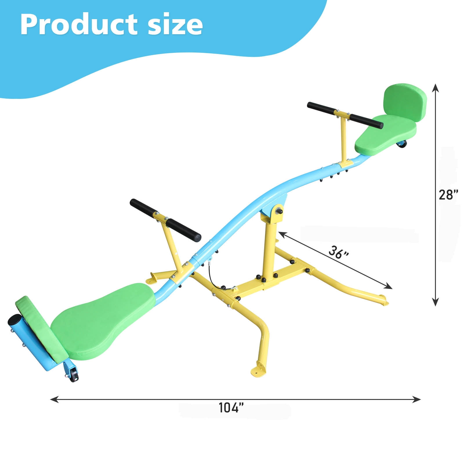 Children's Double 360° Rotating Seesaw with Backrest, Indoor Outdoor Playground Rocking Horse Toy for Kindergarten, Kids Ages 3+