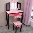 thumbnail image 3 of Tocador de madera para niños y juego de taburete con 3 espejos, tocador de maquillaje para princesa, muebles para niños FCH Modelo, 3 of 6