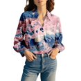 thumbnail image 3 of Chuancc Long Sleeve Blouse Long Sleeve Business Top Dressy Floral Printed Fall Outfits Full Sleeve Tops For Women Womens Long Sleeve Tops Dressy Casual Collared Shirts For Women Dark Purple 3XL, 3 of 7