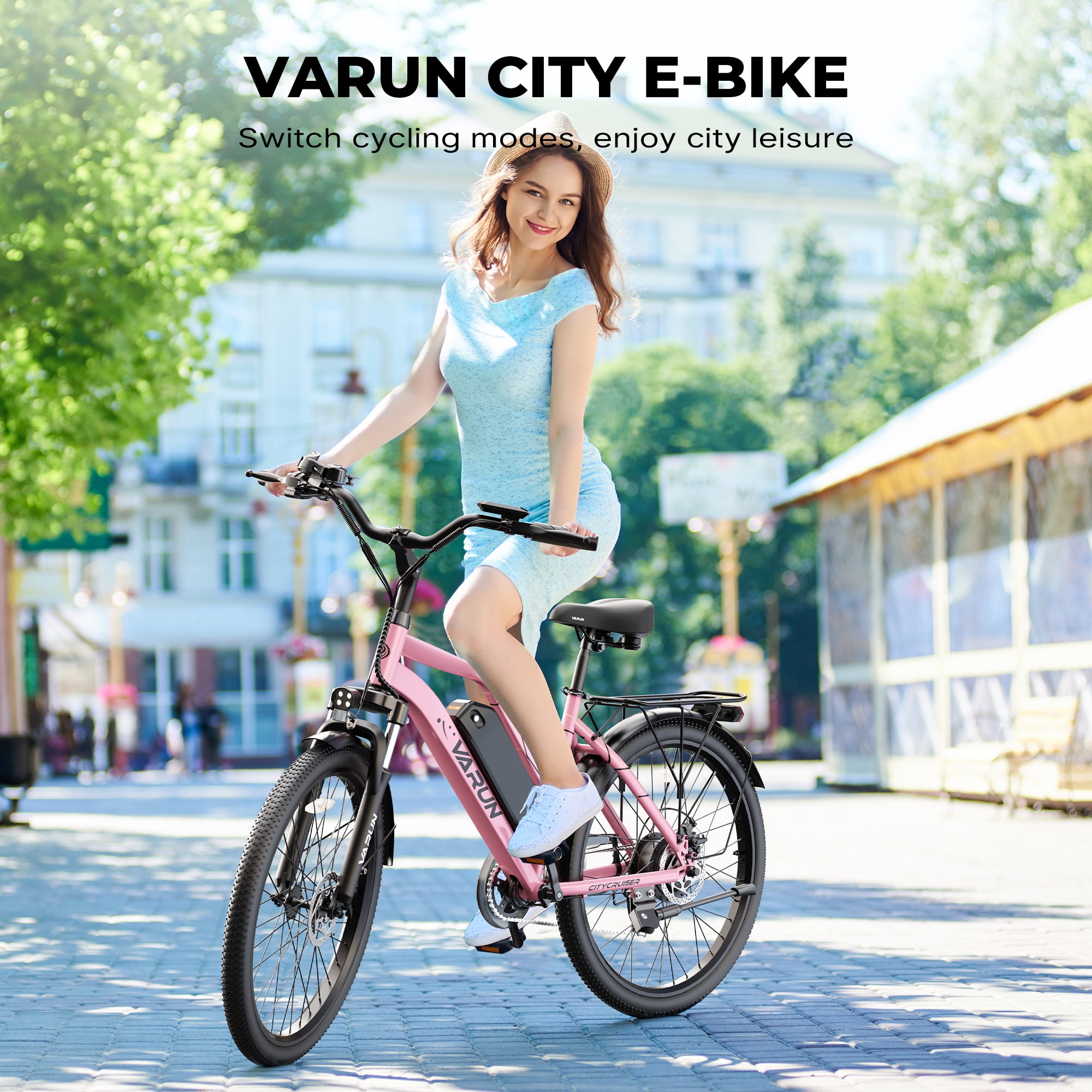 Electric Bike, 24" EBike with 750W Peak Motor, 48V 374.4Wh Removable Battery, 20+MPH, 7-Speed Gears, Includes Bike Pump, Phone Holder & Bike Lock - Electric Bicycle for Adults, UL2849