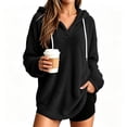 thumbnail image 2 of hlysgo Womens Oversized Sherpa Hoodie Pullover Fuzzy Fleece Sweatshirt Plaid Fluffy Tops with Pockets Black,M, 2 of 6