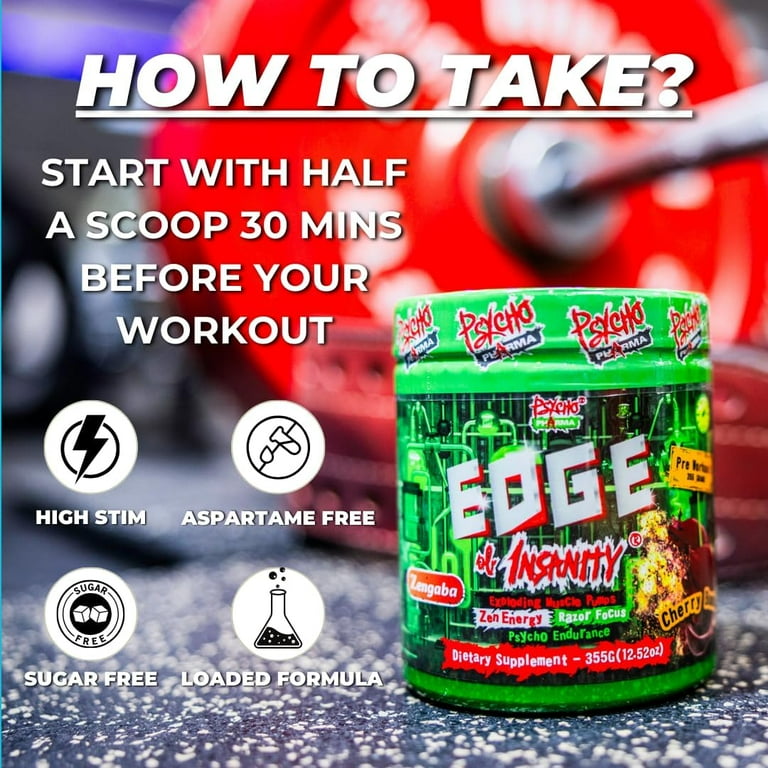 Psycho Pharma Edge of Insanity Black Ice 1 Intense Pre Workout Powder with High Grade Stimulants and GABA Walmart