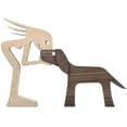 thumbnail image 1 of Wooden Sculptures Handmade Accents Craft Figurine for Home Decor Accents, Woman and Dog Wooden Statue, Animal Sculptures Collection, Gift for Men Wome, 1 of 5