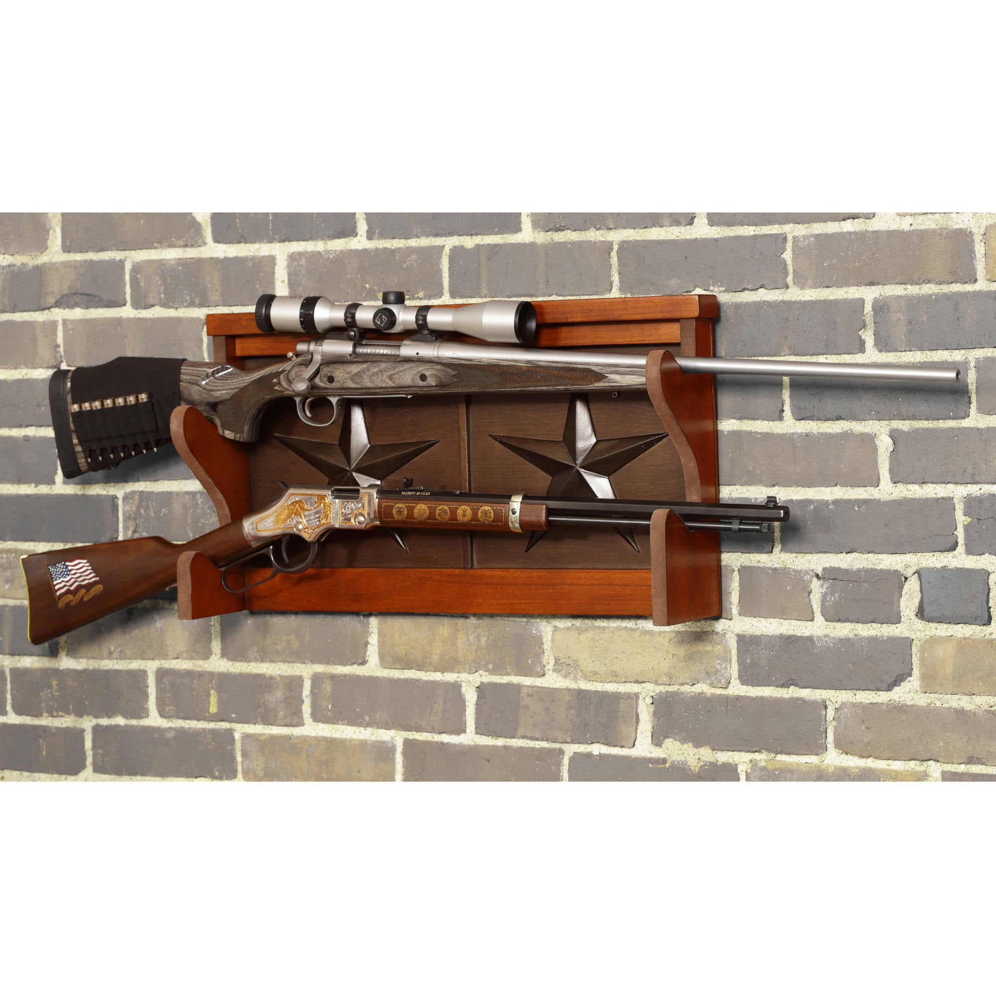 American Furniture Classics Lone Star 2 Gun Display Wall Rack