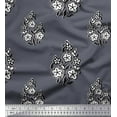 thumbnail image 1 of Soimoi Modal Satin Fabric Leaves & Floral Block Print Sewing Fabric Yard 42 Inch Wide, 1 of 3