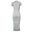 thumbnail image 5 of Gibobby Vestido Casual para Mujer Vestido largo informal de manga corta con cuello redondo y cuello redondo de Color sólido Sexy a la moda para mujer(Gris,XL), 5 of 5