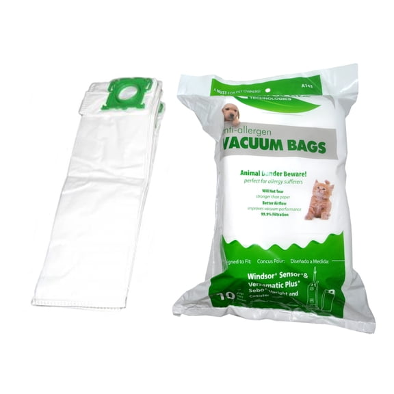 Envirocare Vacuum Bags Designed to Fit Windsor Sesor and Versamatic Plus and Sebo Vacuums 10 Pack A143