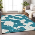 thumbnail image 5 of HomeRoots 677056 8 x 10 ft. Teal & Ivory Abstract Transitional Washable Machine Made Rectangle Area Rug with UV Protection, 5 of 9
