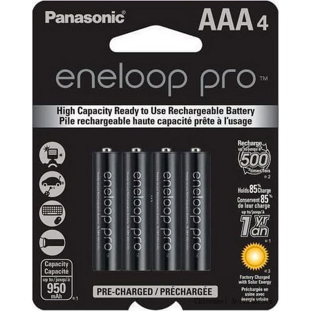 Panasonic BK-4HCCA4BA Eneloop Pro AAA High Capacity Ni-MH Pre-Charged Rechargeable Batteries, 4-Battery Pack