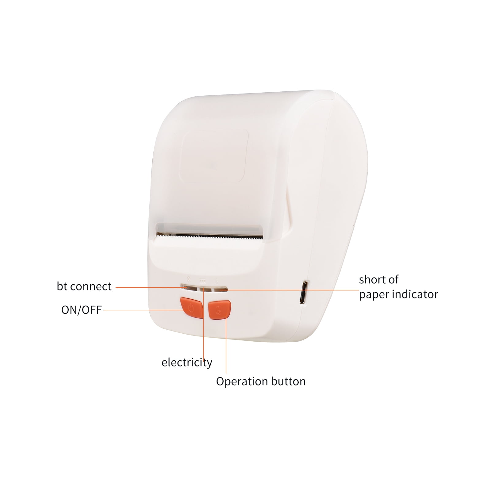 Walmeck Bisofice Label Printer Portable 58mm Mobile Thermal Printer Wireless BT Bill Ticket Printing with Rechargeable Battery for Restaurant Supermarket R