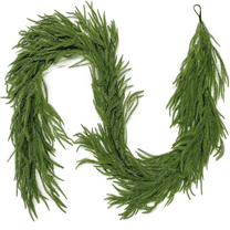 KOYPTL 8.86ft Christmas Garlands Norfolk Pine Garland Real Touch Artificial Faux Greenery Garland for Table, Mantle, Staires, Wall Holiday Indoor Outdoor Christmas Decorations(Soft)