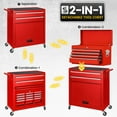thumbnail image 4 of Seizeen Tool Chest, 2-IN-1 Rolling Tool Chest & Cabinet Double Door, Lockable Tool Box Organizer On Wheels with 8 Sliding Drawers, Hidden Double Tool Box, Red, 4 of 9
