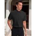 thumbnail image 2 of Unique Bargains Men's Short Sleeve Lightweight Business Formal Button Down Shirt XL Black, 2 of 6