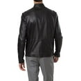 thumbnail image 3 of Men's Genuine Black Lambskin Leather Jacket Slim fit Moto Biker jacket A725, 3 of 4