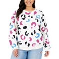 thumbnail image 1 of Trendy Plus Size Leopard Print Sweatshirt, Beige, 1X, 1 of 1