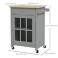thumbnail image 3 of HOMCOM Rolling Kitchen Cart with Drawer, Glass Door Cabinet and Towel Rack, 3 of 10