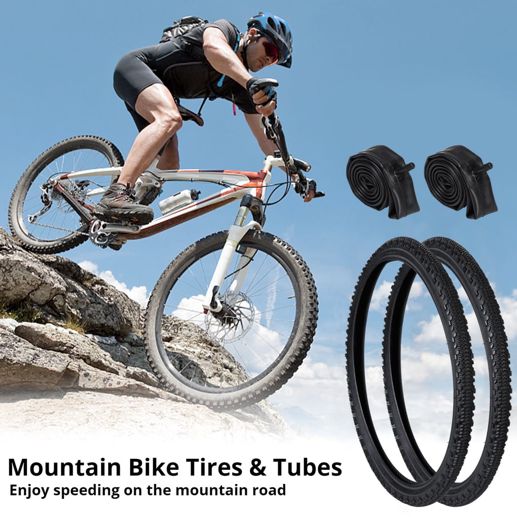 2PCS Mountain Bike Tires 26" X 1.95" with 2PCS Bike Tubes 26" X 1.9"-2.125" AV 32mm Valve, Beach Cruiser Bike Replacement Tires & Tubes, Puncture-Resistant Bicycle Tires