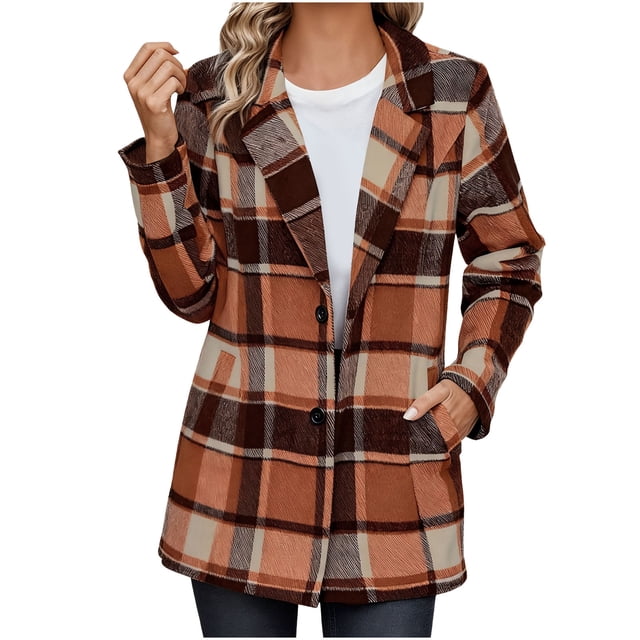 Hauts d'Automne pour Femmes, Cardigan à Carreaux Coupe Régulière Décontractée pour Femmes, Trench-Coat pour Femmes