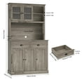 thumbnail image 2 of Litake Pantry Cabinet with Drawers and Adjustable Shelves, 71”Tall Freestanding Kitchen Cabinet with Microwave Stand, Kitchen Hutch for Dining Room, Rustic Grey, 2 of 6
