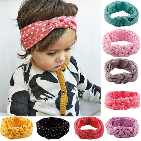 Polka Dot Nylon Headband - Fascigirl 8Pcs Twisted Headband Polka Dot Hair Band Elastic Comfortable Hair Wrap Hair Accessories Photo Props for Baby Girls Toddlers Child Kids Child Children