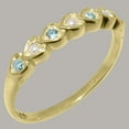 thumbnail image 2 of LBG British Made 9k Yellow Gold Cultured Pearl & Aquamarine Womens Eternity Ring - 33 size options - Size 11.5, 2 of 9