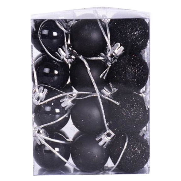 Mini Shatterproof Ball Ornaments, Christmas Ornament Set, Holiday Tree Decor, Festive Bauble Gift for Family Home, 2", Black, 24 Pack