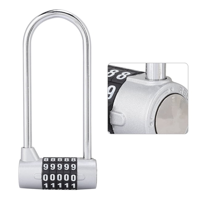 Serrure en Alliage de Zinc Serrure en U, Serrure à Code Extra Longue, Code à Code à Chiffres Combinés Sécurité Intelligente pour Antivol