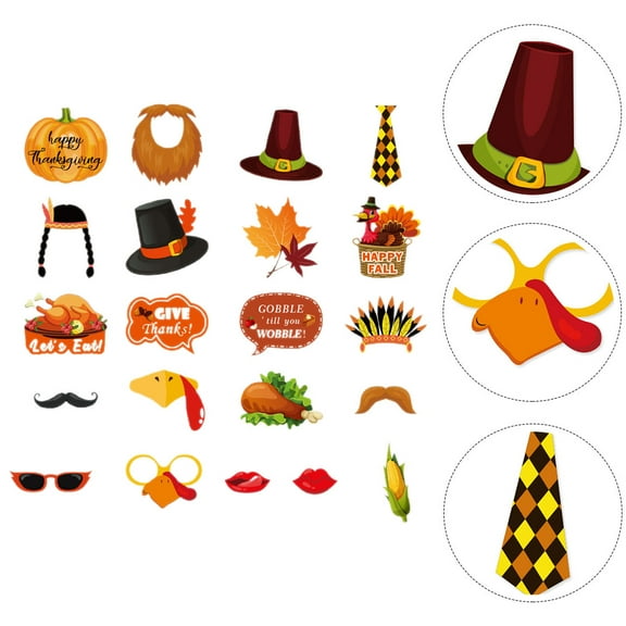 Raindrops  21 Pcs Thanksgiving Party Photo Booth Leaf Props for Kids Gathering Decorations