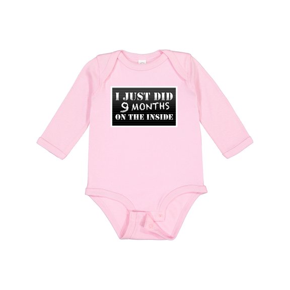 Inktastic 9 Months on the Inside Boys or Girls Long Sleeve Baby Bodysuit