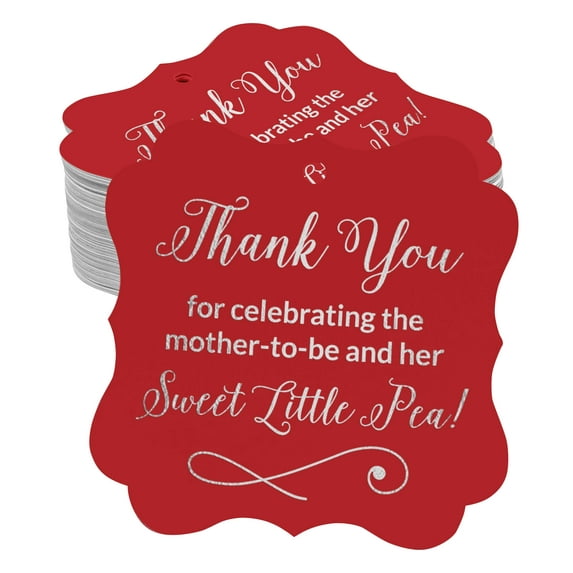 Inkdotpot Pack Of 50 Real Silver Foil Bracket Shape Paper Tags Thank You For Celebrating The Mother To Be Baby Shower Favor Hang Tags