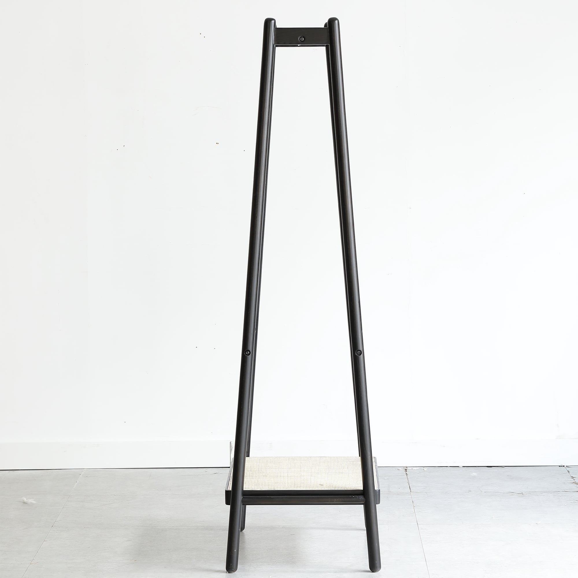 Mintazer Wood Clothes Rack, Rattan Hanger Rack with Shelves, Cloth Hanger Standing Garment Racks for Hanging Clothes, Black
