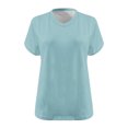 thumbnail image 3 of Hecho para Más Camisa Mujeres de Cuello en V de Gran Tamaño de Manga Corta Top Sólido, Base de Verano Deportivo Tee para el Uso Diario Y Casual Del Hogar, Bastidor de Imitación Ligero, 3 of 6