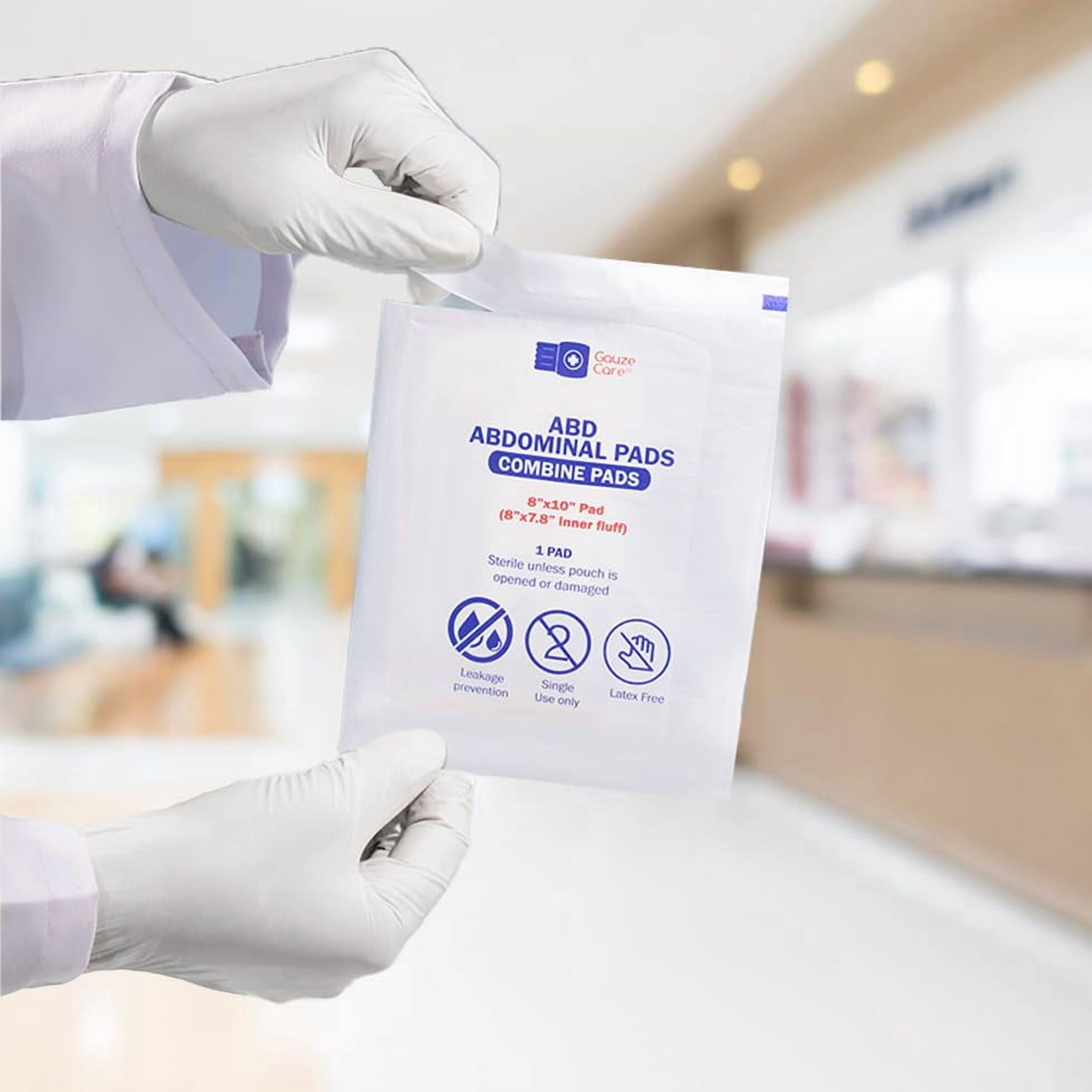 Gauze Care Abdominal Pads, 40 Count, 8"x10" Sterile, Extra Absorbent, Non-Stick, for Heavy Wounds and First Aid Kits