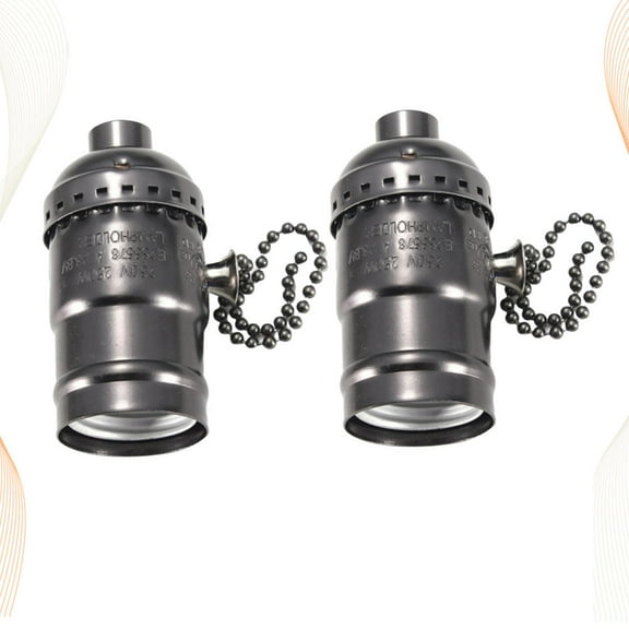 Retro Lamp Bases Black Light Socket Switch with Pull Chain for Home Use 3 Pieces