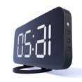 thumbnail image 1 of Home LED Clock, No Frills Simple Operation, Large Night Light, Loud Alarm, Snooze, Full Range Brightness Dimmer, Big White Digit Display, Black, 1 of 10