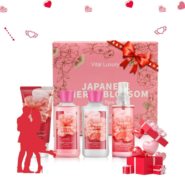 Vital Luxury Bath&Body Kit,4 Pcs Japanese Cherry Blossom Scents
