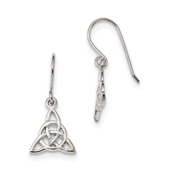 Sterling Silver Rhodium-plated Polished Trinity Knot Dangle Earrings - Measures 26.5x12.3mm Wide