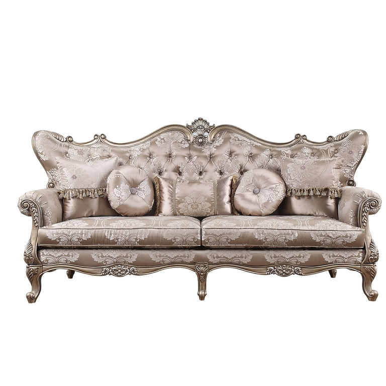 ACME Jayceon Contemporary Couch: Tufted Fabric Sofa with 5