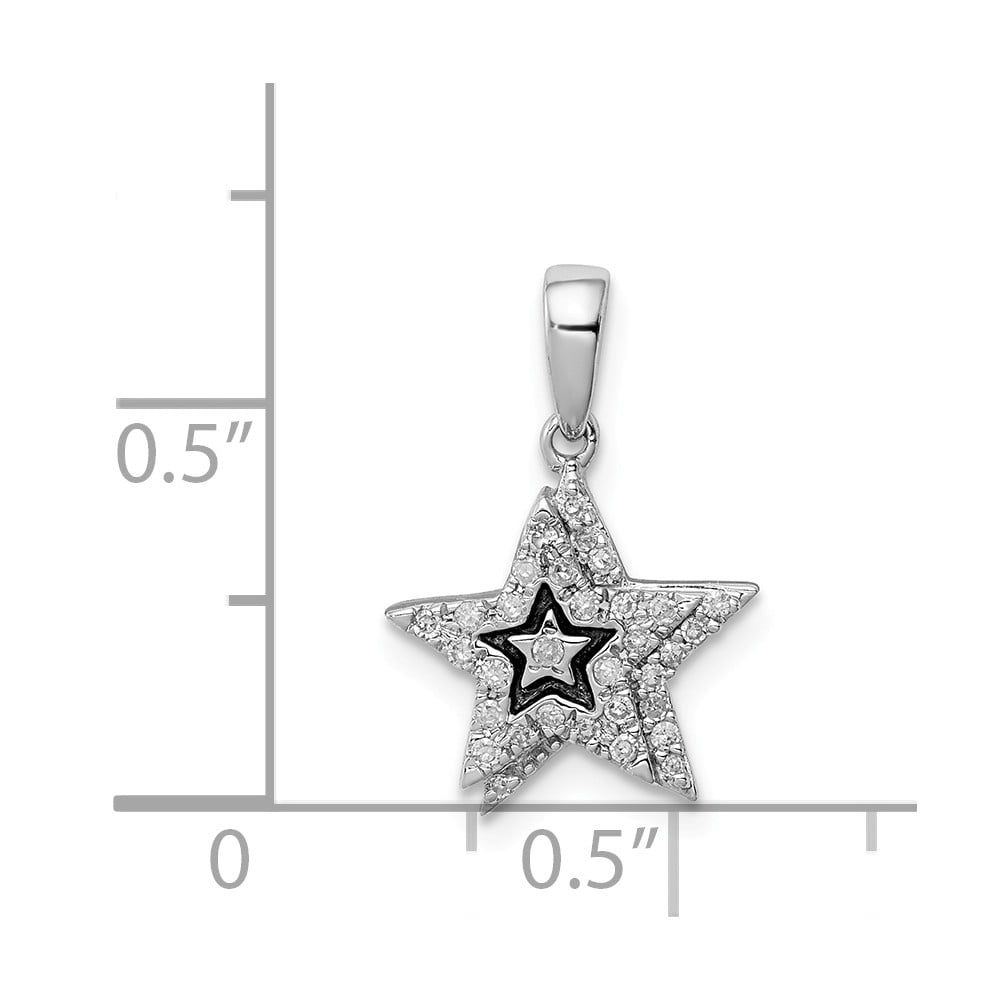 Jewelry Stores Network Sterling Silver Diamond Star Pendant 12x12mm