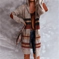 thumbnail image 1 of Mode Femme Décontractée Rétro Chaude Col Rond Manteau Rayé Long Chandail Cardigan Tricoté, 1 of 6