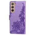 thumbnail image 2 of Allytech Compatible with Samsung Galaxy S22 Case,PU Pattern Embossed Shockproof Magnetic Flip Wallet Kickstand with Wrist Strap Cover.For Samsung Galaxy S22,Purple, 2 of 8