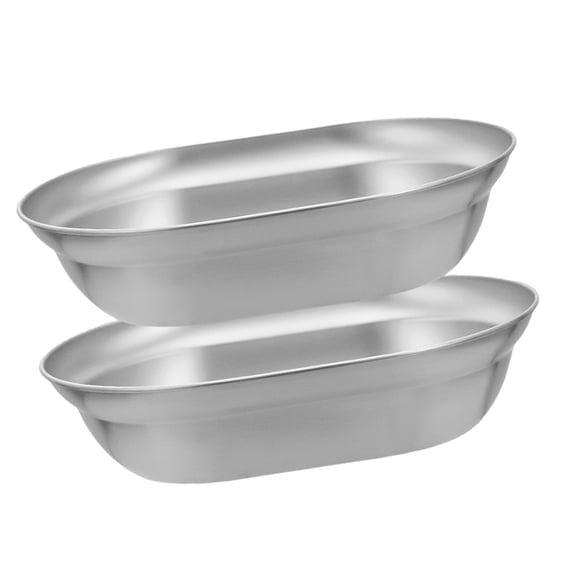 Stainless Steel Oval Shallow Plate/Basins for Home and Restaurant Portable Dinnerware Set for Outdoor Cooking Picnics