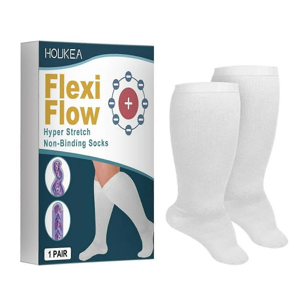 HOUKEA HKB05-A017-1-WH1 1 Pair Super Elastic Breathable Socks Relieve Leg Swelling Varicose Veins Ca