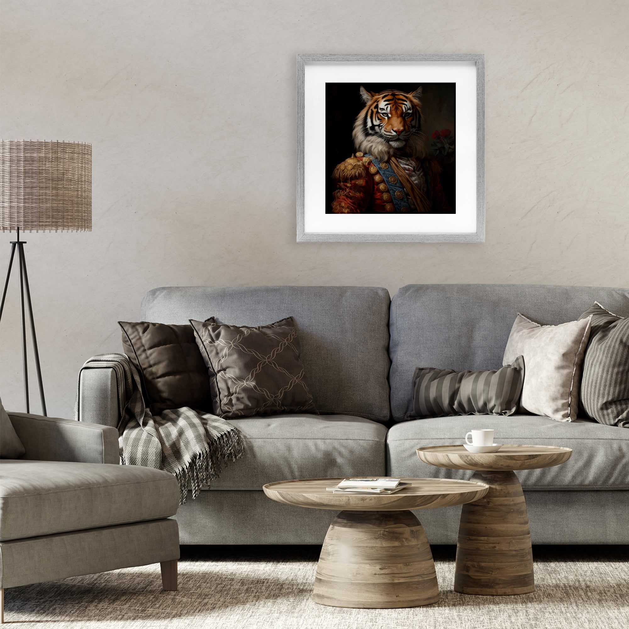 Stupell Industries Noble Tiger Transformation Gray Framed Print Under Glass, design by Lazar Studio