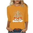 thumbnail image 2 of Craaazy Christmas Gifts For Women Crew Neck 3/4 Sleeve Xmas Shirts Funny Santa Christmas Tree Graphic Pullover Snowman Sweatshirts Womens Tops, 2 of 5