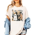thumbnail image 2 of Ghost and Highland Cow Halloween Shirt for Women & Teens Cute Spooky Fall Graphic Tee Ivory Shirt Adult Large, 2 of 4