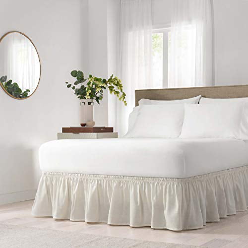BEAUTIFUL WHITE BED SKIRT RUST RUFFLE TEXTURE LAYERED BEDSKIRT KING OR QUEEN SZ 