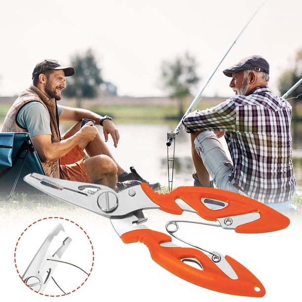 Alicates de pesca con tijeras | Herramienta multiusos para quitar anzuelos y cortar sedal | Herramienta de acero inoxidable para la caja de aparejos