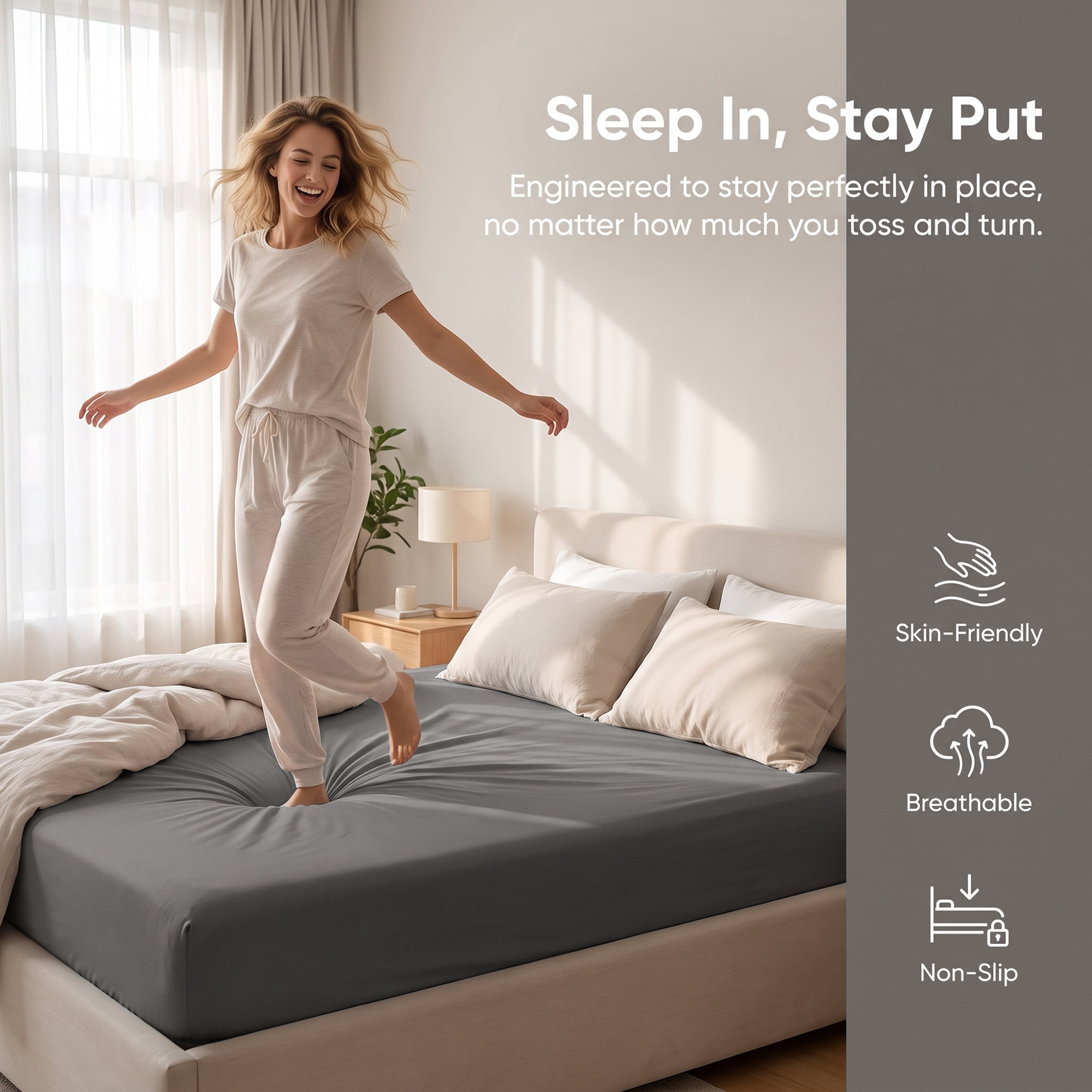 Unique Bargains Microfiber Bed Sheets Cooling for Comfortable Sleep 59.1"x78.7" Dark Grey