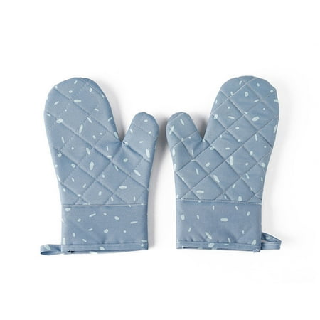 

Jueka 1pair Anti Slip Oven Mitts Canvas Heat Baking Soft With Silicone Grip
